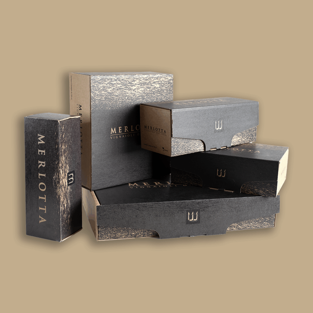 boxes in various sizes for wine, oil, and liquor bottles
