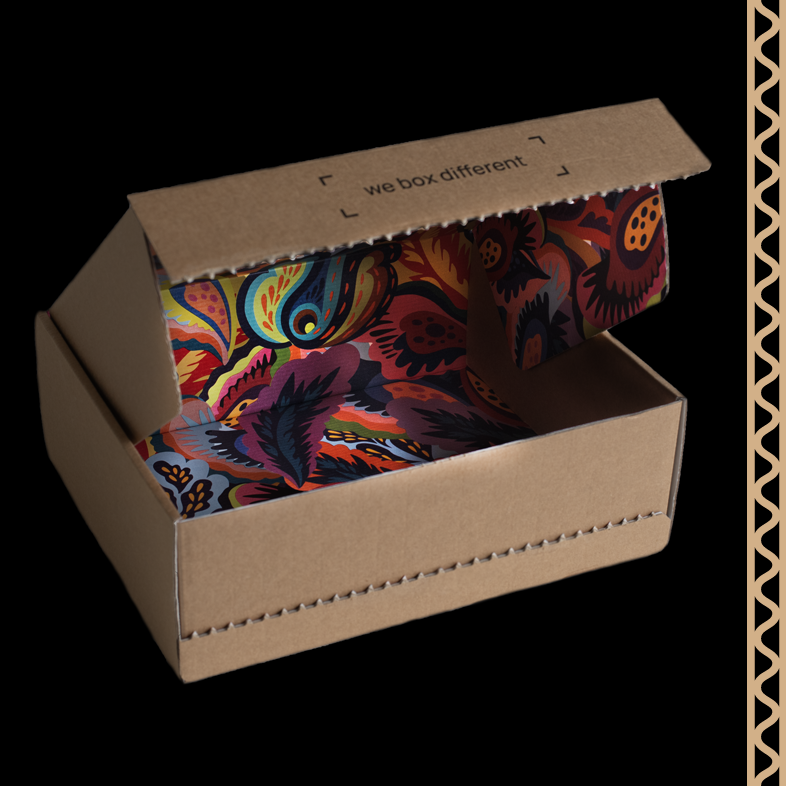 reversible double sided box with printing in the interior and on the exterior