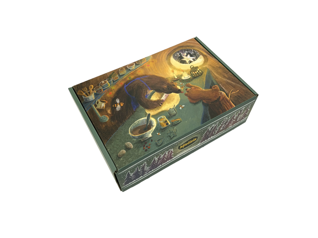 die-cut box, gift box, offset and flexo printed box, box for honey jars